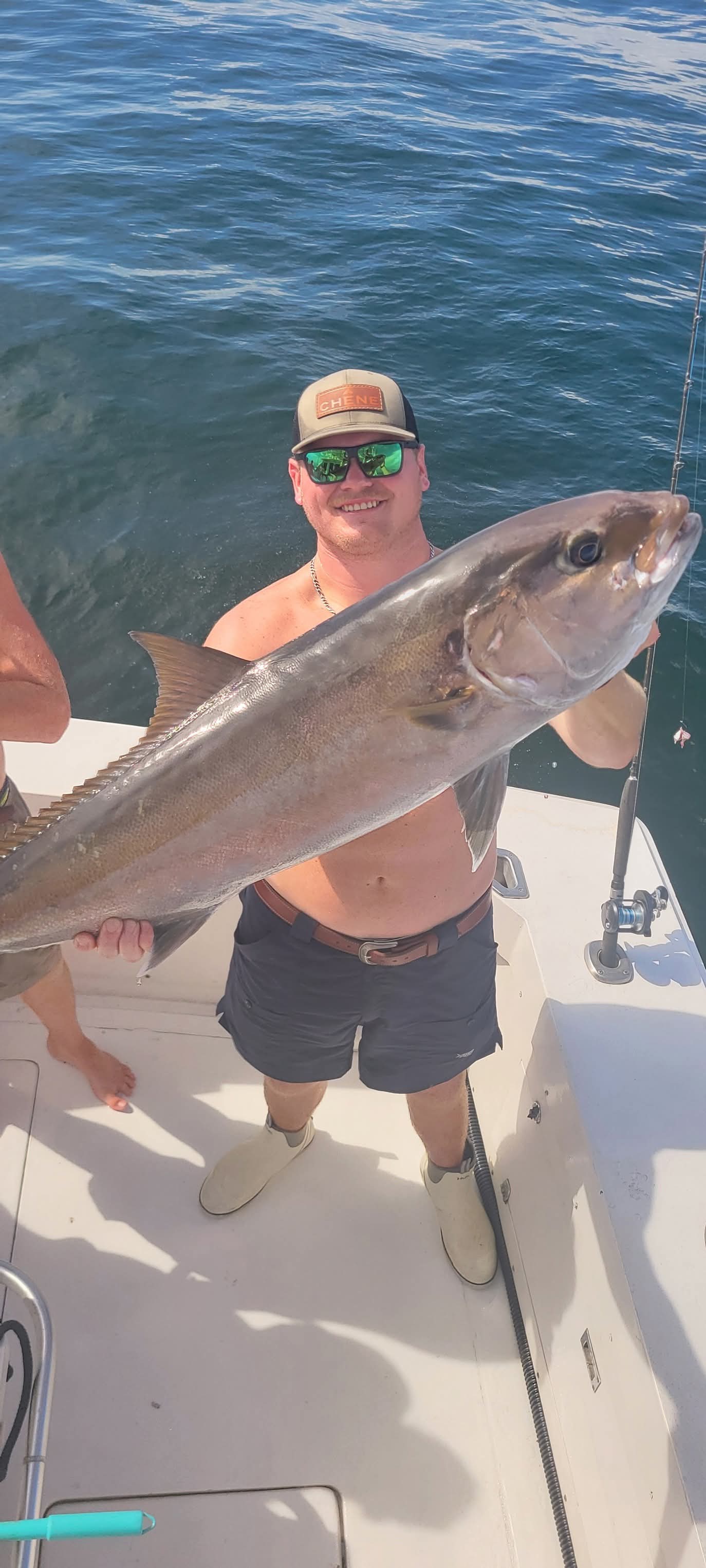 Big amberjack held up on the charter boat