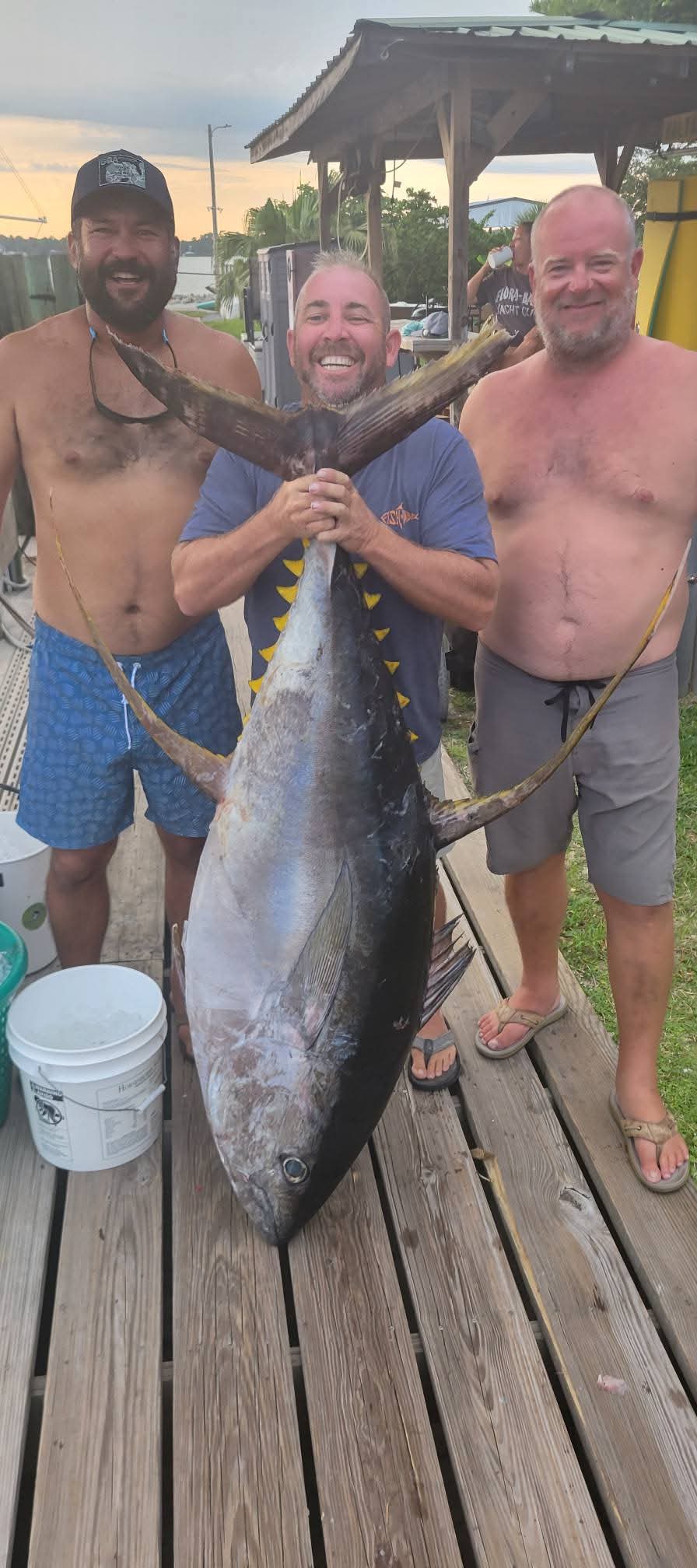 Trophy yellowfin tuna on the dock